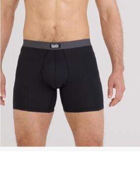 SAXX Underwear Co. Men's Core Cotton Boxer Brief Fly, Black, Medium, NEW